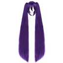ANOGOL Hair Cap+ 48inch/120cm Long Purple Wig with Double Ponytails Dark Purple Lolita Wigs with Bangs Pigtail Wigs for Anime Cosplay Long Straight Synthetic Hair Halloween Costume Themed Party