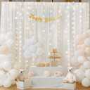 10ft x 10ft White Chiffon Backdrop Curtain with Lights String for Parties,2 Panels Sheer Tulle Curtain Wedding Backdrop with Lights for Baby Shower Birthday Party Ceremony Reception Home Decorations