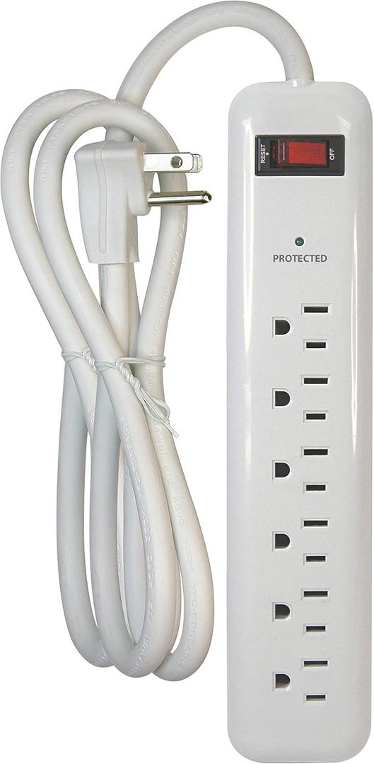 Prime Wire and Cable PB802126 6-Outlet Household Electronics Surge Protector with 14/3 SJT 8-Feet Cord