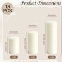 Ivory White Decorative Pillar Candles Bulk Set, 2 x 3/4/6 Inch, 18 Pack Dripless Smokeless Unscented Long Burning Candles for Weddings Engagement Spa Home Party Events Ceremony