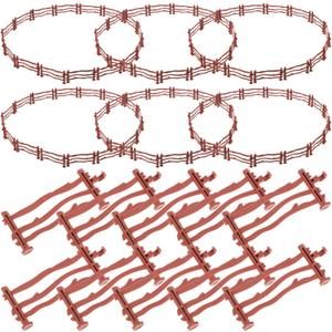 Plastic Corral Fence Toy Accessories: 100Pcs Toys Fence - Horse Corral Fencing Accessories - Plastic Garden Fence Toys Farm - Animals Horses Figurines Fence Panels, Brown