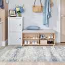 Washable Runner Rugs for Bedroom - 2x6 Runner Rug Non Slip, Ultra-Thin Entryway Runner, Soft Abstract Kitchen Runner for Hallway, Laundry, Indoor Door Mat(2'x6', Blue/Brown/Ivory)