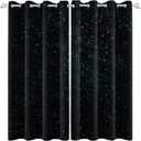 Renaiss Starry Starry Sky Window Curtains Blue Brilliant Stars Window Treatments Black Clear Night Sky Blackout Drapes for Man Woman Bedroom Living Room Decoration Home Decor 21x45 Inches x 2 Panels