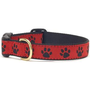 Up Country REBCQ2N Red Black Paw Pet Collar - Small Narrow