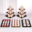 NWK 5 Piece Cake Stand Set with 2 x Large 3-Tier Cupcake Stands, 3 x Appetizer Trays, for Wedding Birthday Baby Shower Tea Party Decorations (Black)