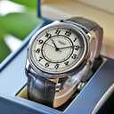 Mens Womens Simple Big Face Leather Quartz Watch