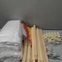 little dove Teepee Tent for Kids Foldable Teepee Play Tent with Carry Case, Banner, Fairy Lights, Olives Branches, Four Poles Style Raw White Color - New Version Tiny House