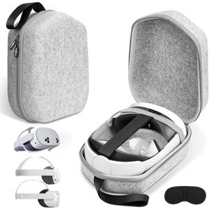 sarlar Hard Carrying Case Compatible with Meta Quest 3S/Quest 3/Oculus Quest 2/Vision Pro Official Original/Elite Strap VR Headset and Controller Accessories, Suitable for Travel and Home Storage