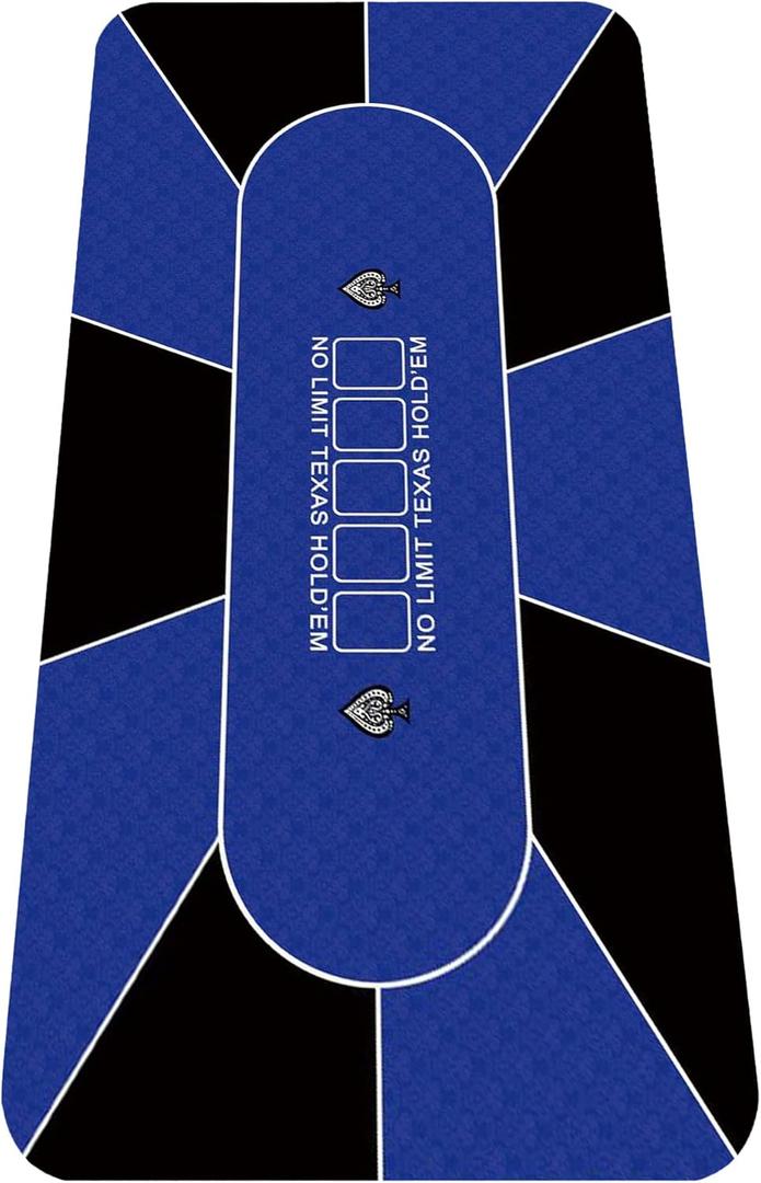 nuveti 70 x 35 Inch Texas Hold'em Poker Mat Portable Rubber Poker Table Top Water Waterproof, Noise Reduction Poker Table Top for Any Tabletop Game (Lanhuawen8)