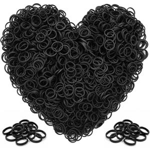 2 x Black Rubber Bands for Hair, Mini 13mm 0.5 Inch, 2000Pcs Rubberbands, Small Hair Rubber Bands, Soft Elastic Bands for Braids, Office, School Supplies