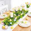 27.56" Easter Egg Candle Holder Centerpiece, Spring Table Decor with Metal Candle Cups Large Foldable Easter Candle Holder for Dining Table Mantel Fireplace, Holiday Home Party Display Decor