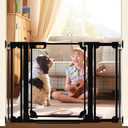 Clear Acrylic Baby Gate 29.5-47.2" Wide Pressure Mount Clear Dog Gate Indoor - No Drill Auto Close, Walk Through Baby Gates for Stair & Doorways & Hallway