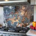 DAIFURONGE Tempered Glass Backsplash for Kitchen,Easy to Clean, One Piece Glass Behind Stove Splashback Panel, Home Kitchen Wall Decor (blue, 30"x24"(76.2x60.96cm))