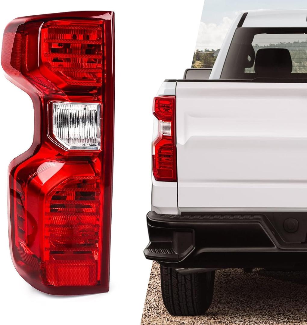 Huray Tail Light Rear Lamp for Chevy Silverado 2019 2020 2021 2022 2023 (Only for Halogen Type) OE Style Assembly Rear Brake Lamp Driver Side