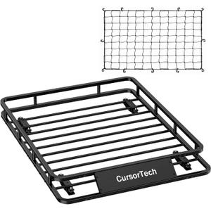 Roof Rack Basket with Net 46" x 36" Cargo Basket 300lbs Capacity