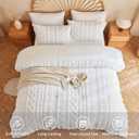 MR&HM White Boho Comforter Set, Farmhouse Bedding Set, Queen Bed in a Bag Set 7 Pieces with 1 Comforter, 2 Pillow Shams, 2 Pillowcases, 1 Flat Sheet, 1 Fitted Sheet for All Seasons