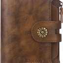 Wallet Women,RFID Blocking Leather Womens Wallet Bifold Compact Card Holder Small Wallet for Women with Removable ID Window Darkbrown