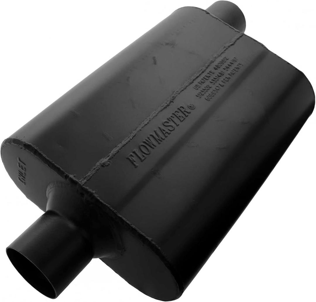 Flowmaster Super 44 Series Chambered Muffler  2.50 - Center In/Offset Out  Aggressive Sound  16 Gauge Aluminized Steel  For Classic & Late Muscle Cars, Street Rods, Trucks, SUVs (942547)