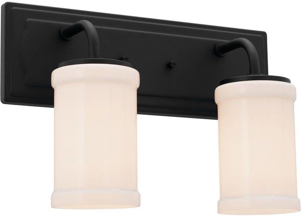 Kichler Vetivene 15.2 Inch 2 Light Vanity Light with Opal Glass in Textured Black