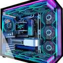 MUSETEX Y6 PC Case, Pre-Installed 7 Infinity Mirror PWM ARGB Fans, ATX Mid Tower Computer Case, Gaming PC Case with Type-C, 270 Full View Tempered Glass, Black
