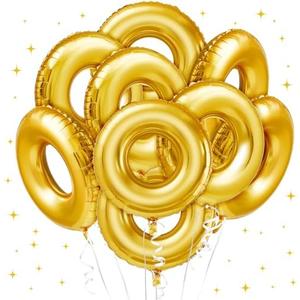 Charnoel 6 Pack 28" Gold Ring Birthday Party Balloon Cartoon Characters Themed Party Decor Foil Large Balloons for Cartoon Carnival Theme Birthday Decorations