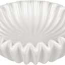 Small Ceramic Bowl Ivory Decorative Bowl, Modern Home Decor Centerpiece 6 Inches Key Jewelry Ruffle Fluted Scalloped Bowl