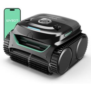 WYBOT C2 Cordless Robotic Pool Cleaner, Pool Vacuum for Inground Pools | Dual Filter with Ultra-fine Filtration, Lasts 180 Mins, Floor, Wall & Waterline Cleaning, App Control, Glossy Black