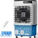 Uthfy Swamp Cooler, 2500 CFM Evaporative Air Cooler with 8.0 Gal Water Tank, 120° Oscillation, 3 Modes, 12 H Timer, Remote, 4 Ice Packs, Portable Air Conditioner for Indoor（36 Inch）