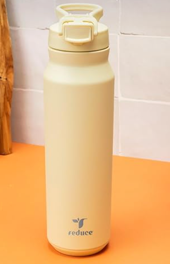 REDUCE Hydrate Pro Stainless Steel Insulated Water Bottle - Flip Top Leak-Proof Lid, Dishwasher Safe, BPA-Free, Dual Wall Vacuum, Keeps Drinks Cold for 48 Hrs, Cup Holder Friendly 24OZ