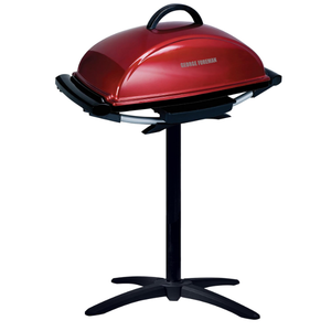 George Foreman Indoor/Outdoor Electric Grill with Stand Indoor or outdoor electric grill with nonstick surface, 5 heat settings and fat-removing drip tray for healthier grilling