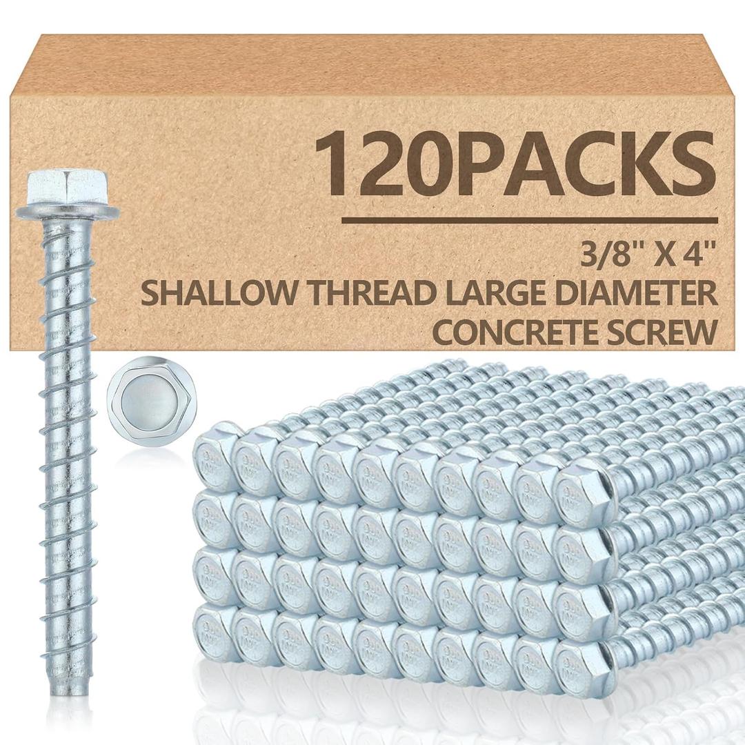 Tandefio 120 Pack 3/8 x 4 Concrete Anchors and Screw Kits Galvanized