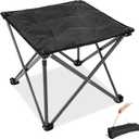 FUNDANGO Folding Camping Stool, 18.1 Inch Oversized Foot Stools 330 Lbs Heavy Duty Portable Padded Seat Anti-Slip Foots & Carry Bag for Fishing Outdoor Lawn Travel (Black)