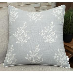 VAGMINE Embroidered Leaves Throw Pillow Cover - 18x18 Inches Square - 100% Cotton Robins Egg Decorative Cushion Cover - Coastal Inspired Leaf Stitch - Stylish Home Accent for Sofa, Couch, Bedroom, Pattern May Vary VAGMINE Embroidered Leaves Throw Pillow Cover - 18x18 Inches Square - 100% Cotton Robins Egg Decorative Cushion Cover - Coastal Inspired Leaf Stitch - Stylish Home Accent for Sofa, Couch, Bedroom, Pattern May Vary