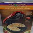 Taco Tuesday Deluxe 10-inch 6-Wedge Electric Quesadilla Maker with Extra Stuffing Latch, Red