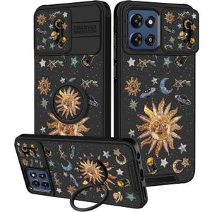 for Moto G Stylus 5G 2025/2026 Case - Women Girls Boys Cute Phone Cover Design Slide Camera Cover with Ring Stand Holder Cases for Motorola G Stylus 5G 2025/2026, Sun Universe