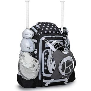 KAVIGOR Catchers Gear Bag, 80L Baseball/Softball Backpack Holds 2 Sets of Gear with Shoe Compartment, Helmet Holder & Cooler Pocket (Black)