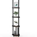 Furinno TURN-N-TUBE Corner Shelf, 5-Tier Corner Bookshelf, Open Storage Shelves, for Organization and Storage, Living Room, Home Office, Garage, Bedroom, Dark Brown Grain