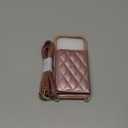 for iPhone 17 Pro Case with Card Holder and Strap for Women,Crossbody Lanyard, Make Up Mirror,Snap Clasp,Cute Phone Wallet Cases 6.3 inch - Dark Rose Gold