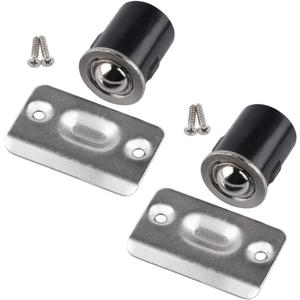 HOMOTEK 2 Pack Drive in Ball Catch with Strike Plate for Closet Doors, Satin Nickel, 13/ 16" x 1-1/ 8", Die-cast, Adjustable Tension Ball