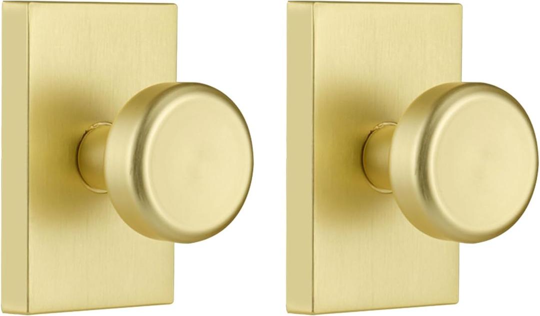 Gold Door Knobs,Interior Door Handles for Closet,Heavy Duty Door Knob Door Lever (Dummy, Satin Brass)