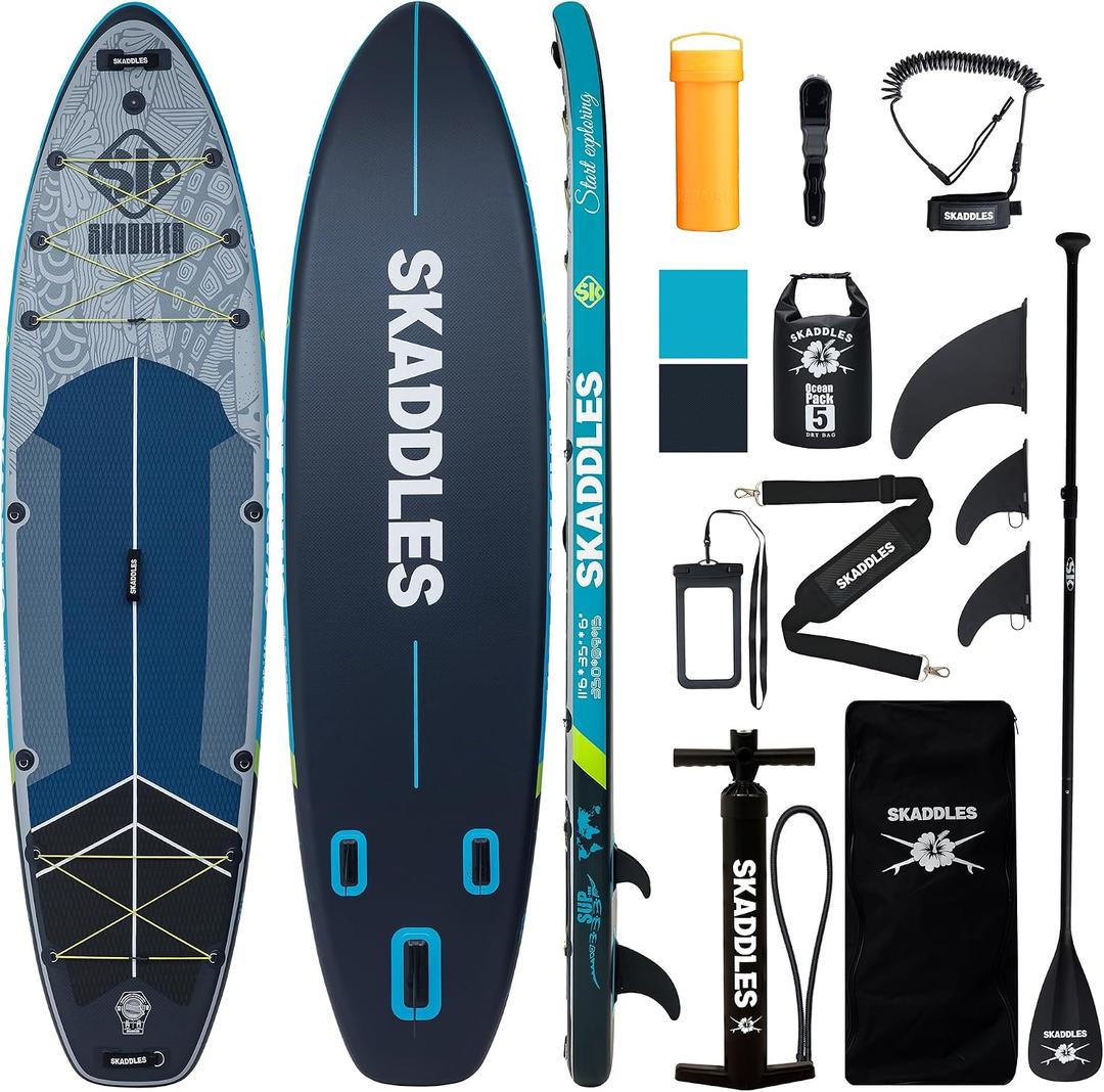 Skaddles 1’6 × 35" Inflatable Stand Up Paddle Board with Beginners SUP Accessories