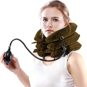Cervical Neck Traction Device, Neck Stretcher, Neck Traction Device for Neck Pain Relief, Cervical Neck Traction Device, Inflatable Neck Brace & Neck Decompression(Khaki Brown)