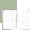 SUNEE 2026 Daily Planner,4-Person Group Appointment Book with Quarter-Hourly Layout. Weekly & One-Page-Per-Day Format, Jan to Dec 2026, 8.5"x11",Weekly Planner, Flexible Cover, Note Pages, Bookmark, Black,Sage Green