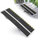 8 Feet Portable Wheelchair Ramp, 600 LBS Capacity Folding Aluminum Threshold Ramp with Anti-Slip Surface, Mobility Access Handicap Ramp for Home Steps, Doorway, Stairs, Doorways, Scooter