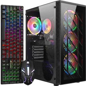 STGAubron Gaming PC Desktop,Core i5-9400F,RX 580 16G,16G DDR4,1T SSD
Gaming Computer Tower for Streaming,Video Editing,Home,School,I5 up to 4.1GHz,ARGB Fan,WiFi,BT 5.0,4K HDMI,Win11 Home,Black