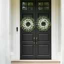 26" Daisy & Eucalyptus Wreath for Front Door, Porch, Window - Large Artificial Silk Flowers Outdoor Wreath for Home, Farmhouse Decor - Spring, Summer, Fall, All Seasons (White & Green)