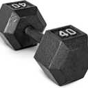 CAP Barbell Cast Iron Hex Dumbbell | Multiple Options,  40 LB DUMBBELL - Includes one 40 LB cast iron hex dumbbell for unilateral exercises, progressive loading, and home or gym strength training