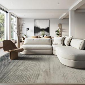 Joydeco 5x7 Area Rugs for Living Room, Washable Modern Abstract Non Slip Soft Rug, Low Pile Carpet for Bedroom, Dining Room, Home Office, Pet & Child Friendly, Beige & White & Dark Gray