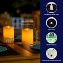 Solar Candles Outdoor Waterproof, 2 Pack Solar Flameless LED Rechargeable Candles with Flickering Glow, Dusk to Dawn Auto On/Off, Replaceable Battery, Lantern & Garden Decor, Holiday Gifts (3" x 4")