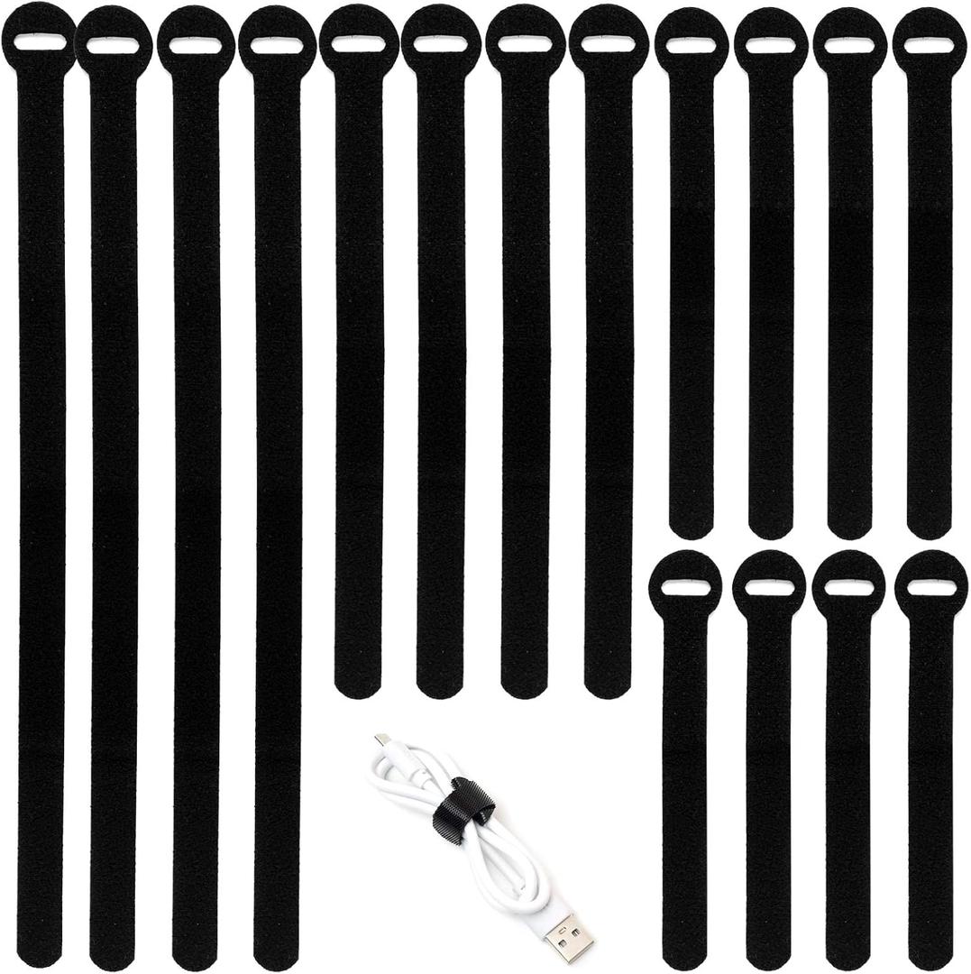 150PCS Reusable Cable Ties - 4+6+8+10inch Multi-Purpose Cable management Hook & Loop Cable Straps Wire Ties,Adjustable Fastening Cord Organizer,Cable Organizer for Home,Office and Data Centers,Black